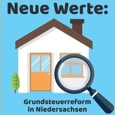 Schmuckgrafik Haus mit Lupe Grundsteuerreform
